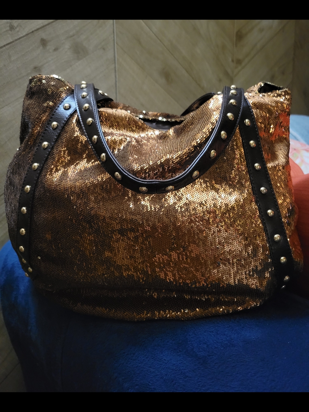 All You Need Comes With Me Bronze Sequin Shoulder Bag